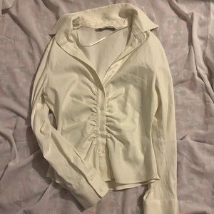 zara collared long sleeve with cinched waist